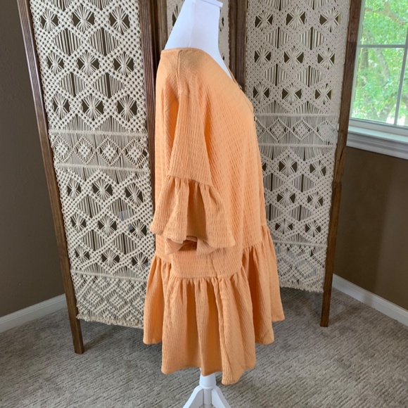 Petal Dew‎ Textured V-Neck Flounce Sleeve Dress Large - Picture 4 of 10